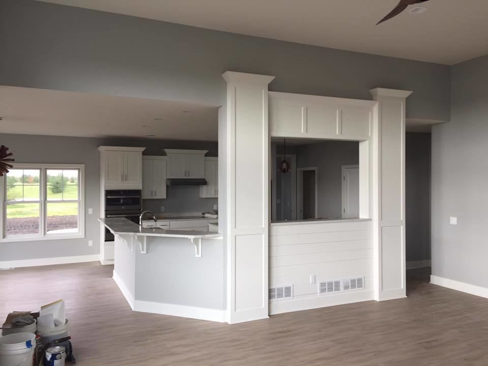 Open concept kitchen with living room