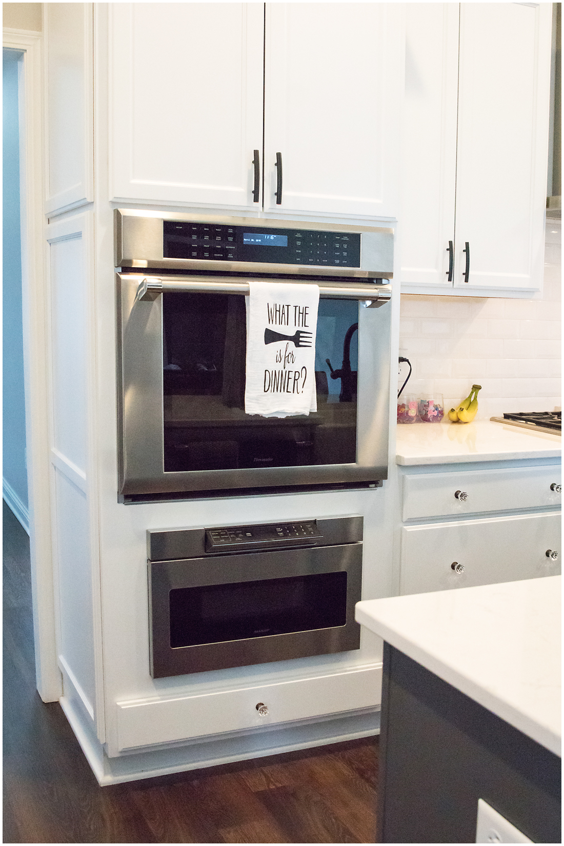 These stacked ovens make it a breeze to cook and bake on holidays Stacked Ovens in Luxury Kitchen