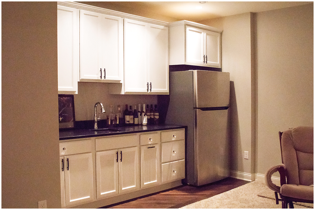 We added a full wet bar in the basement of this custom home. Custom Basement Design